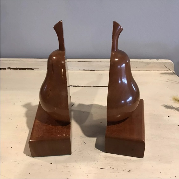 Vintage MCM Ironwood Matching Pear Bookends Art Deco - Picture 2 of 16